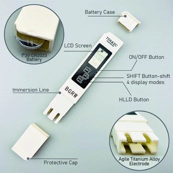 Ec Tds Meter Digital Lcd Pen Tester | Water Quality Monitor Purity Measure Tool