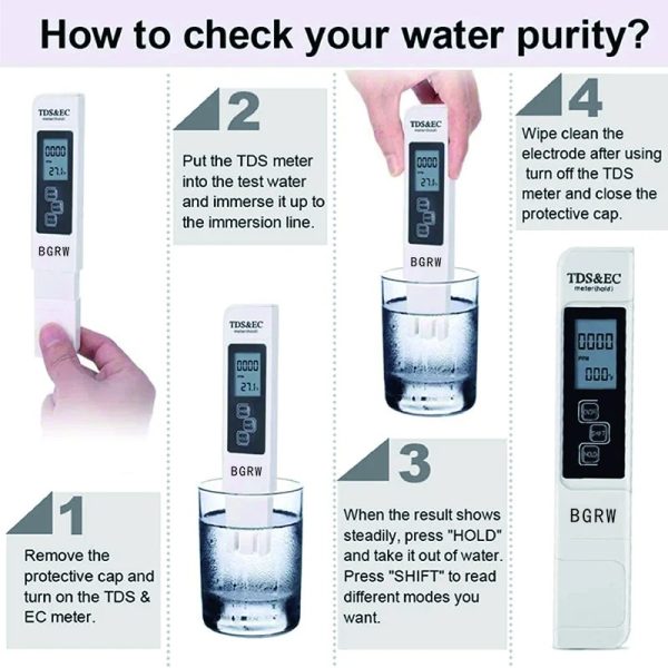 Ec Tds Meter Digital Lcd Pen Tester | Water Quality Monitor Purity Measure Tool